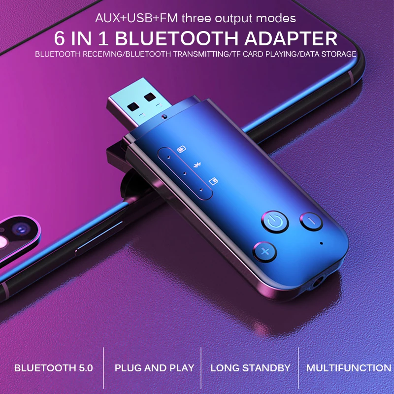 Портативный Bluetooth адаптер Bluetooth передатчик для ТВ ПК беспроводной адаптер для автомобиля динамик поддержка 64G TF карта расширения