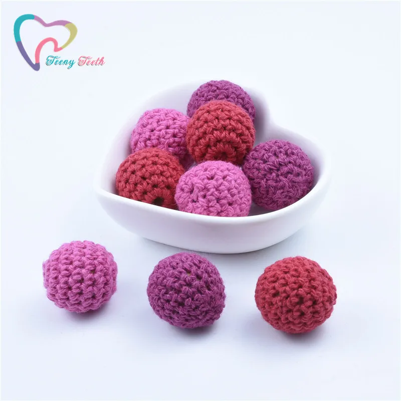 10 PCS Gray Dia 16-20 MM Round Knitting Cotton Crochet Wooden Beads Balls For DIY Decoration Baby Teether Jewelry Necklace Toy