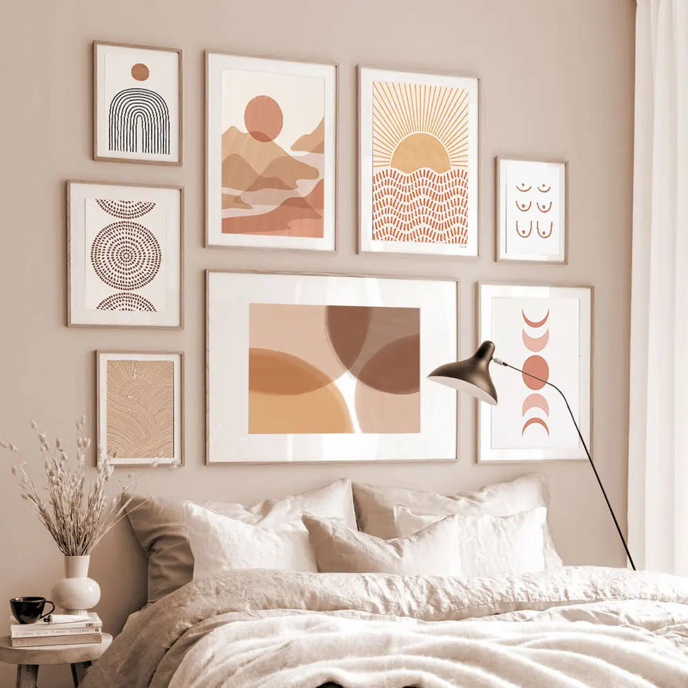 Line Art Nordic Poster Abstract Canvas Painting Sun Wall Print Moon Modern Picture For Living Room On The Home Decor | Дом и сад