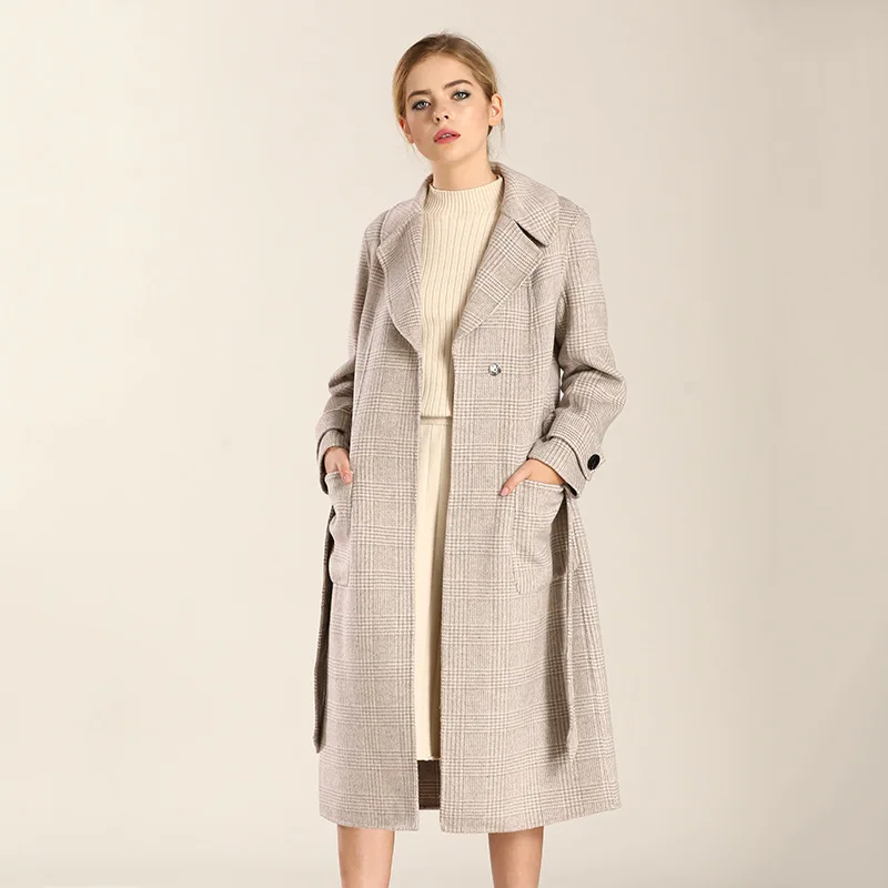 

Wool Coat Women Korean Plaid Ladies Coats and Jackets Double Sided Long Jacket Elegant Abrigos Mujer Invierno 2020 9R806 YY519