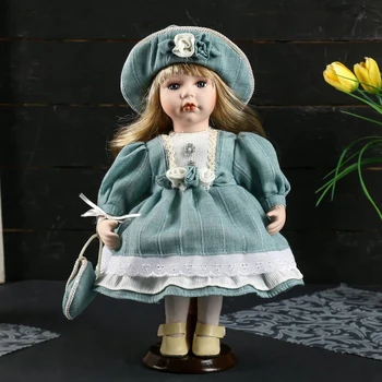 

Doll collection ceramics "Luda ​​in sea-green dress with a hat" 30 cm 4520510