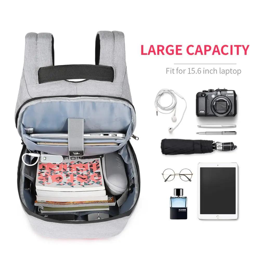 Tigernu ноутбук рюкзак Бизнес сумки зарядка через USB мужской рюкзак Анти вор Водонепроницаемость Школьный Рюкзак Для Колледж путешествия