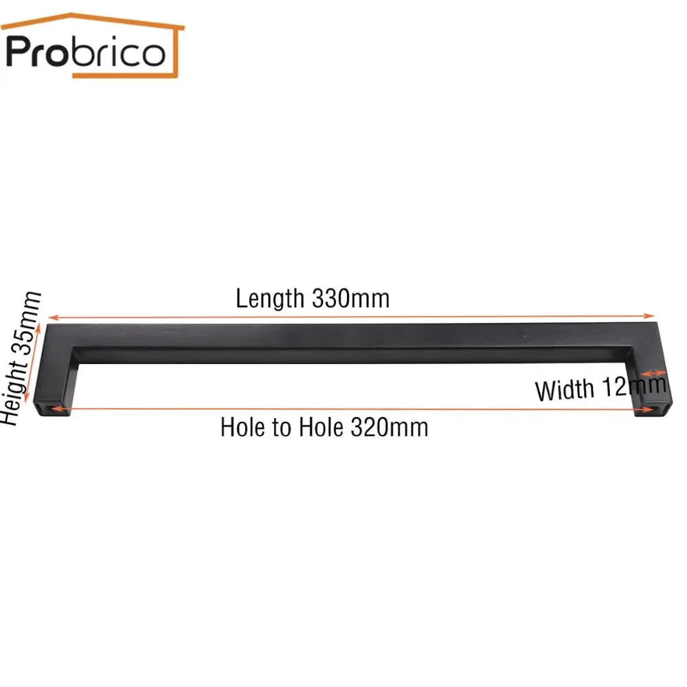 12mm 320 Probrico черный цвет, для шкафов ручка квадратная бронзовые ручки для мебели кухонные дверные ручки шкафа ручки для ящика шкафа Ø10/12/15 мм - Цвет: 12mm 320