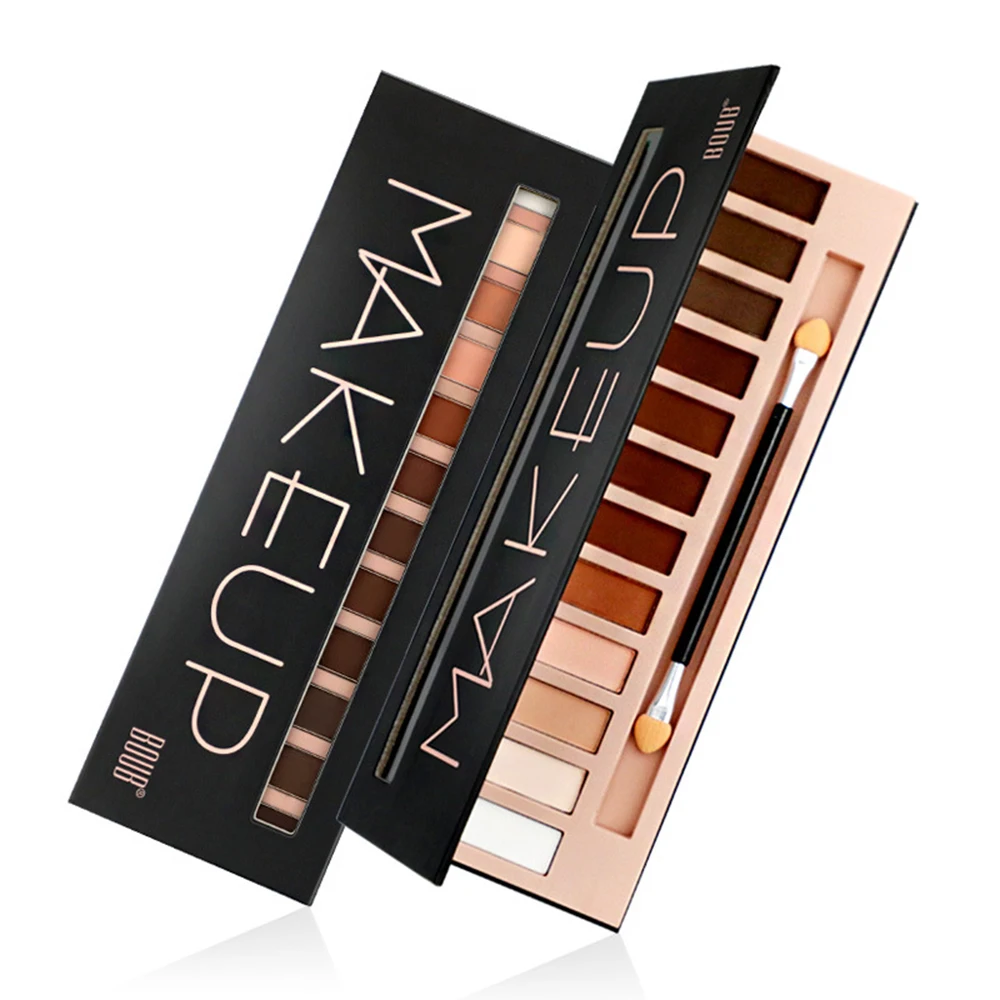

BOUB 12 Colors Eye Shadow Palette Earth Color Pigmented Matte Shimmer Eyeshadow Powder Long-lasting Waterproof Eye Shadow TSLM1