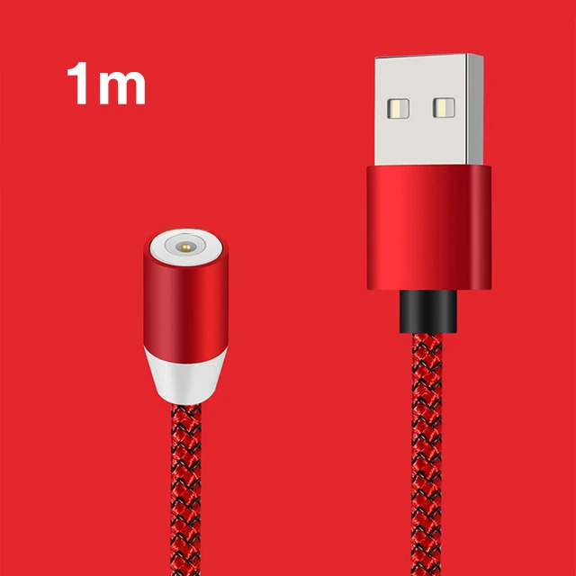 Red (noly line) Магнитный зарядный светодиодный кабель Micro usb type C 2A для быстрой зарядки и передачи данных для мобильных телефонов - Цвет: Red (noly line)