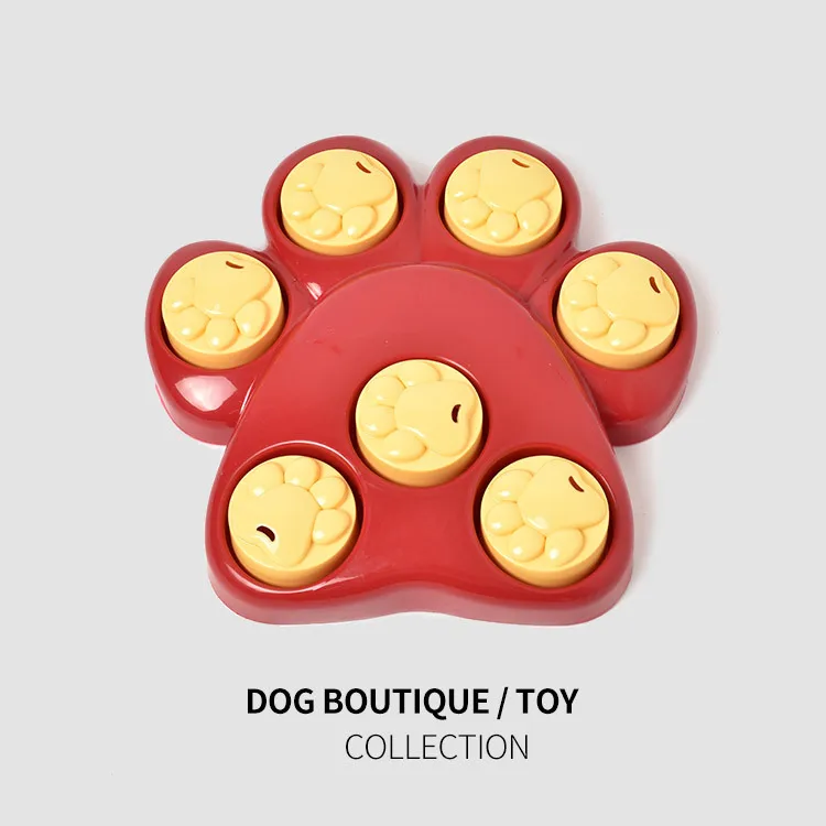 

Dog universal puzzle food box toy red footprints pet toys treasure hunting slow food box leaking bowl pet supplies