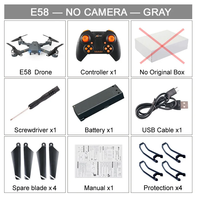 XT-1 складной Дрон FPV для селфи 480P 720P 1080P wifi HD камера Широкоугольный складной Радиоуправляемый квадрокоптер игрушка удержание высоты VS X12 E58 Дрон - Цвет: No Cam No Box E58