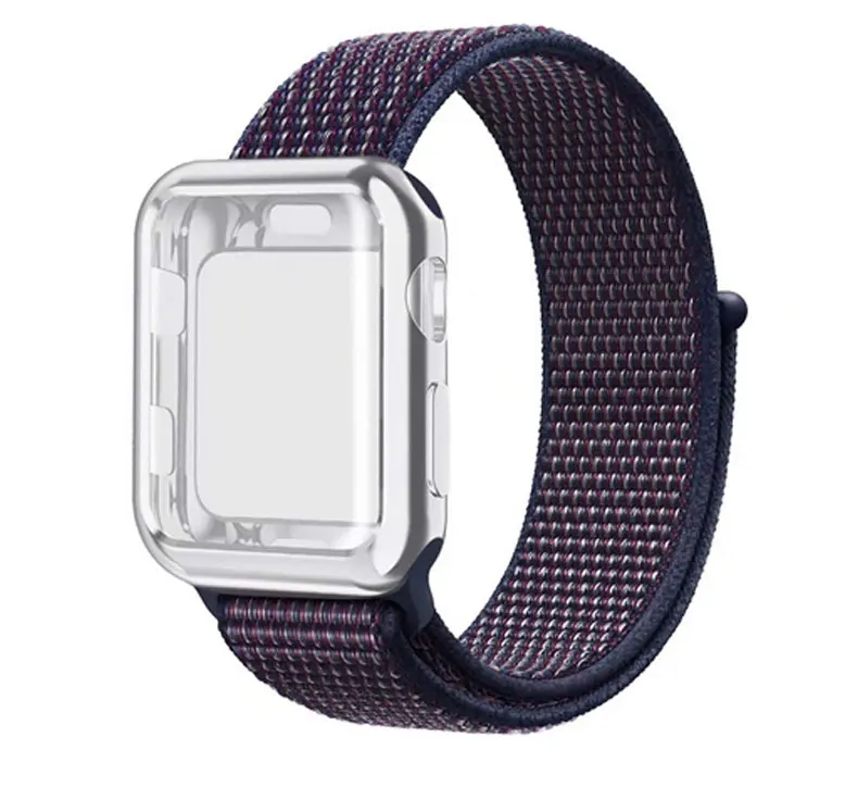 Sport loop strap for apple watch 4 5 case band 44mm 40mm apple watch band 42mm 38mm iwatch 5/4/3/2/1 full screen protector cover