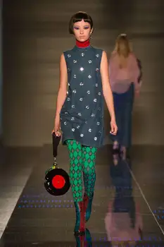 

High-quality European American Catwalk Retro Punk Green Pentagram Printed Pantyhose Fashion Personality Thin Leggings Stockings