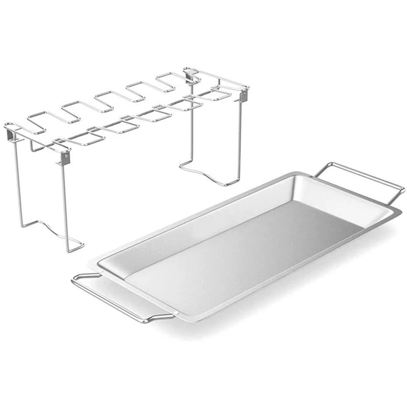 

2PCS/Set Stainless Steel Barbecue Grill Multi Space Chicken Barbecue Grill + Barbecue Dish Drying Rack Barbecue Accessories