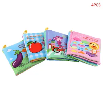 

4 Pcs Baby Soft Cloth Books Set Non-Toxic Soft Clothing Book Educational Toys Suitable for age 1-3 years old
