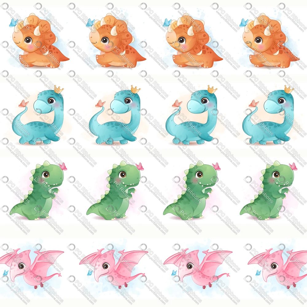 

Cartoon Cute Dinosaur Printed Design Customized Lanyard/Satin/Grosgrain Ribbon for Crafts DIY Handmade Materials Hair Bow CA202