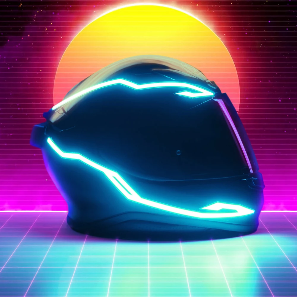 

4 Lights 1 Controller Motorcycle Helmet Light LED DIY Black Helmet LED Light Motorbike Safety Reflective Strip