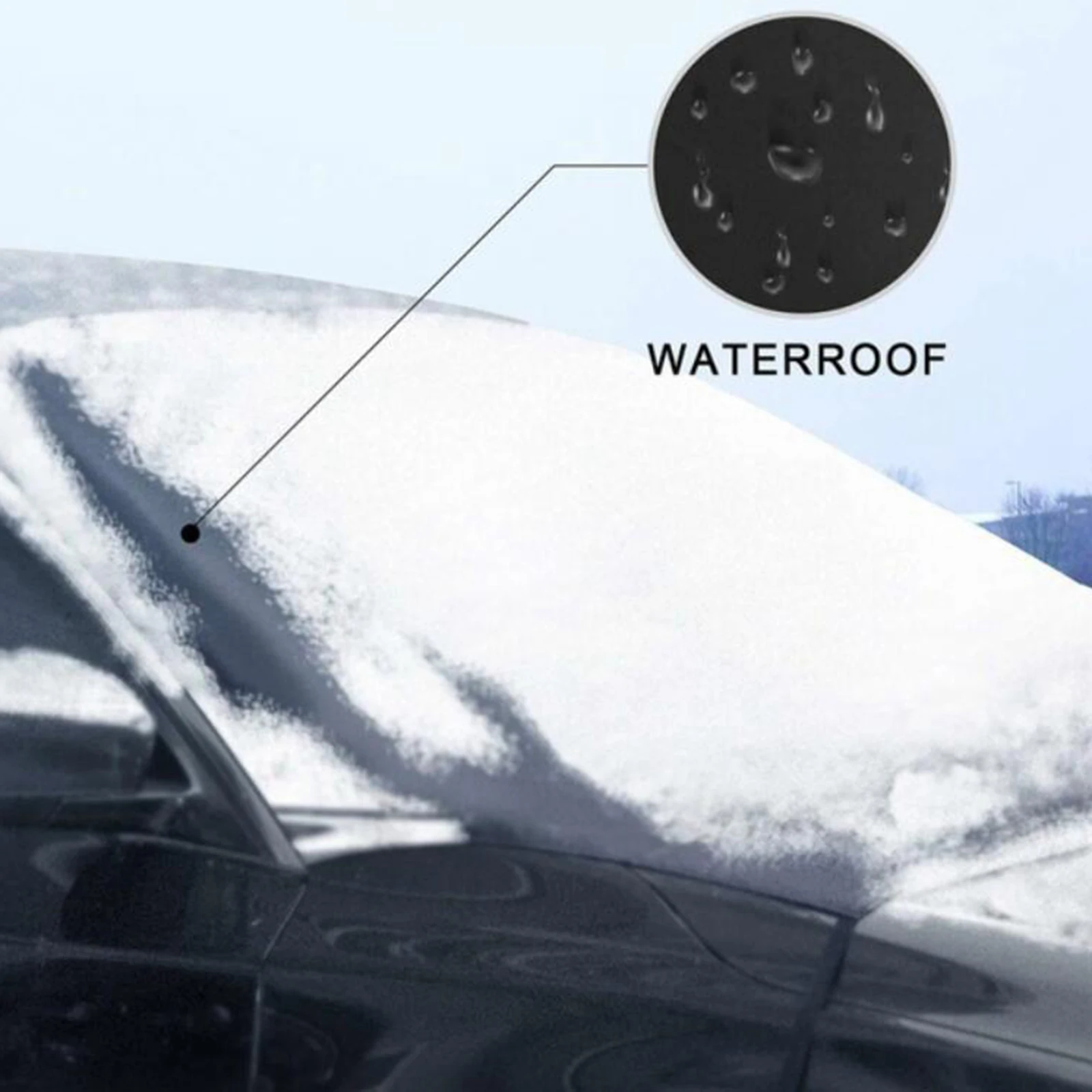 210x125cm Black Car Windshield Cover Snow Sun Shade Waterproof and Portable Winter Protector Windscreen Cover for Truck Car Van