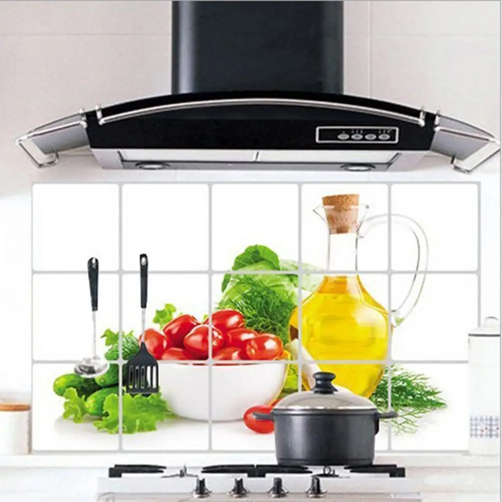 Кухня Фруктовый узор стены бумага фольга стикер стены горячий масло доказательство украшения дома