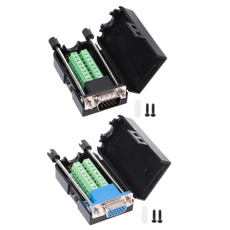 DB15 D-SUB 2 Row 15 Pin Plug Breakout Terminals Board Connector wv