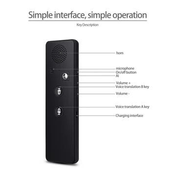 

Portable T3 Voice Translator Real-Time Translation Travel Meeting Instant Intelligent Languages Interpreter Machine