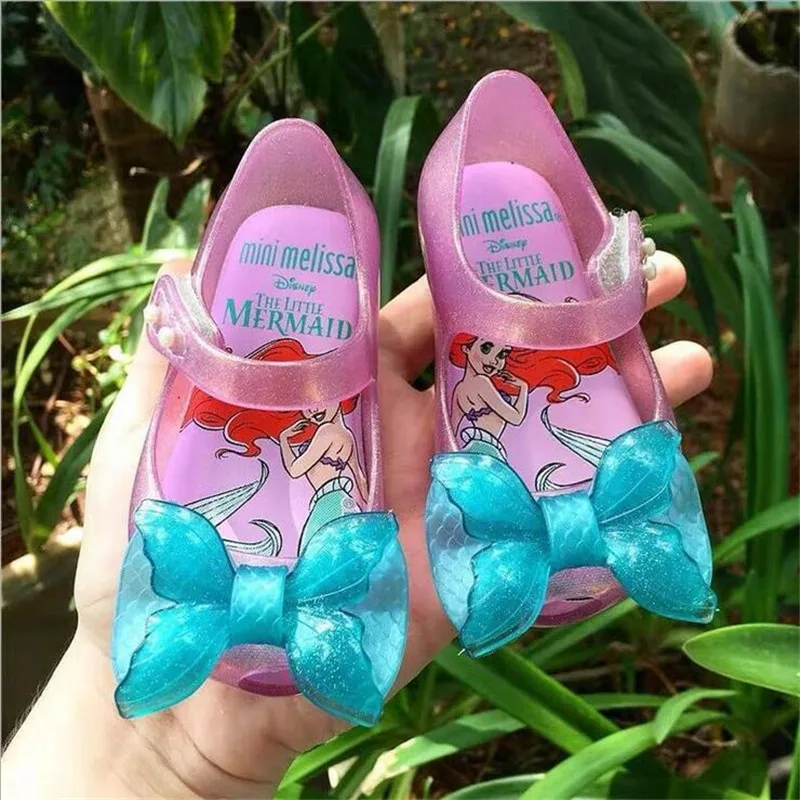 Mini Melissa/Новинка года; прозрачные сандалии для вечеринки; прозрачные сандалии с бантом для девочек; сандалии принцессы с открытым носком для девочек; удобная обувь melissa
