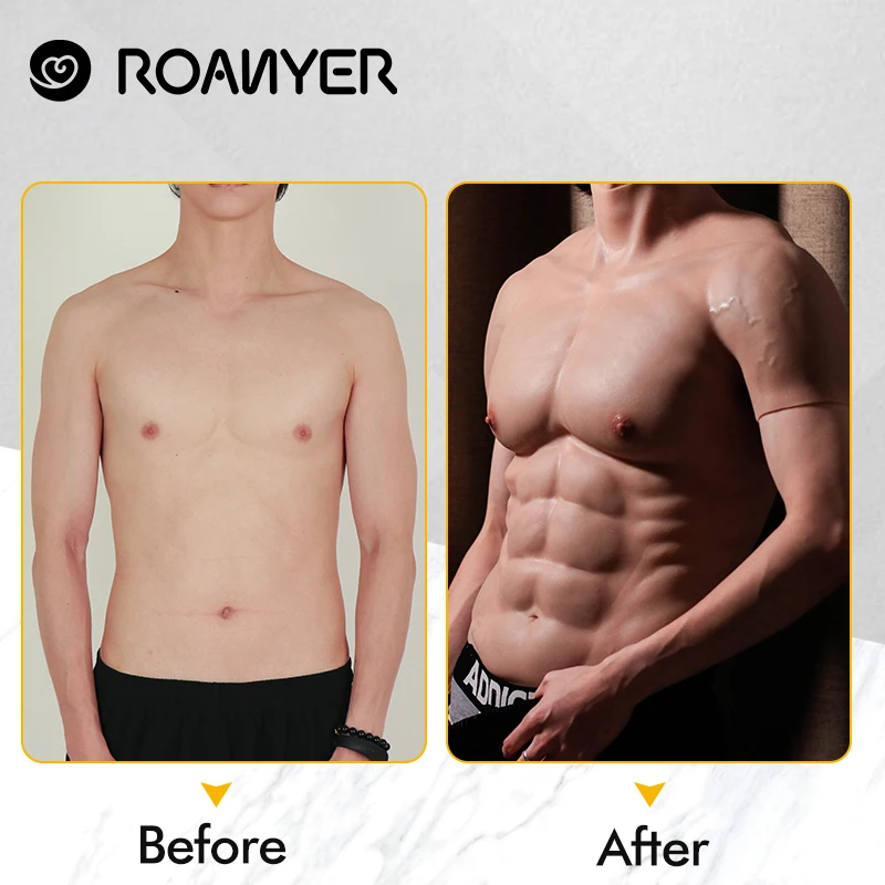 ROANYER Реалистичная искусственная силиконовая Мышцы костюм живота мачо мужской