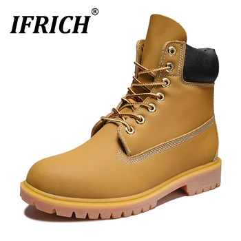 

Ifrich 2020 Autumn Mens Motorcycle Boot Black Working Safety Boots Men Leather Casual Sneakers Mens Fashion Men Tactical Boots