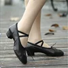 Dance Shoes Canvas /Leather Ballet Shoes Soft Bottom Square Low Heel Dancing Shoes Pink/Black/Red Women's Teacher Shoes Practice 1