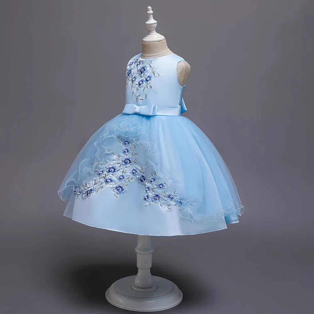 Платье для маленьких девочек с вышивкой Детские платья для девочек вечерние элегантный принцесса платье свадебное платье для детей Костюмы в возрасте 1, 2, 3, 4, 5, 6, 8 лет