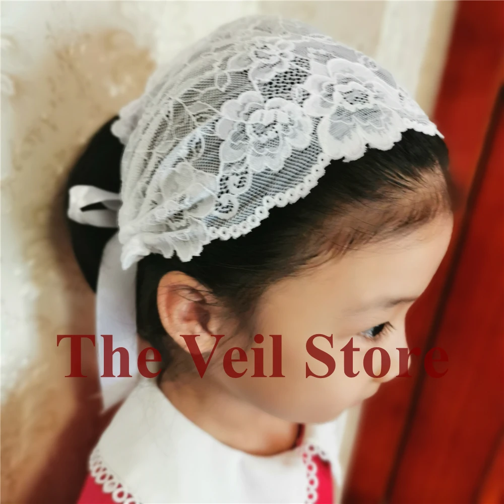 ISHSY резинки для девочек-стильная Маленькая кружевная вуаль с католичкой для церковной повязки на голову, Латинская Массовая мантилия, свадебная фата, мантилия