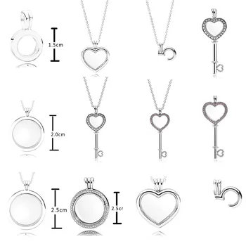 

PDB 03 100% 925 Sterling Silver Original Model Floating Locket Heart Key Box 925 Silver Necklace Pendant Necklace For Women