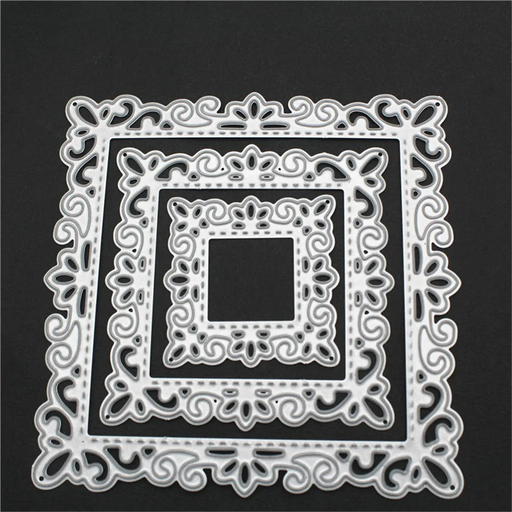 

3PCS Pierced Frame Cut Dies Scrapbooking Steel Cutting Dies Stencils Embossing DIY Card Photo Album Template Metal Craft