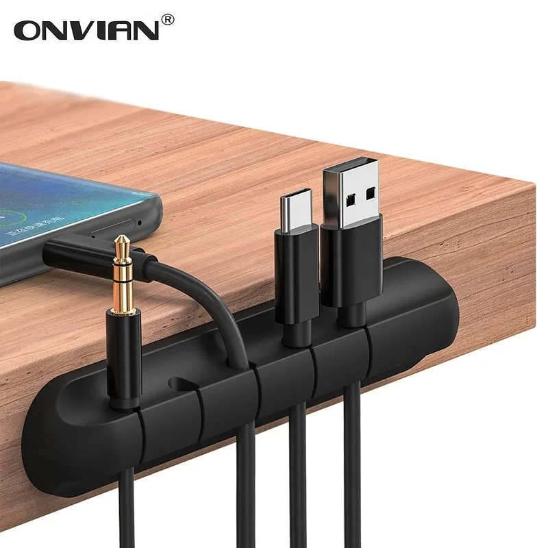 Органайзер для кабеля Onvian силиконовый держатель usb сматыватель гибкие зажимы
