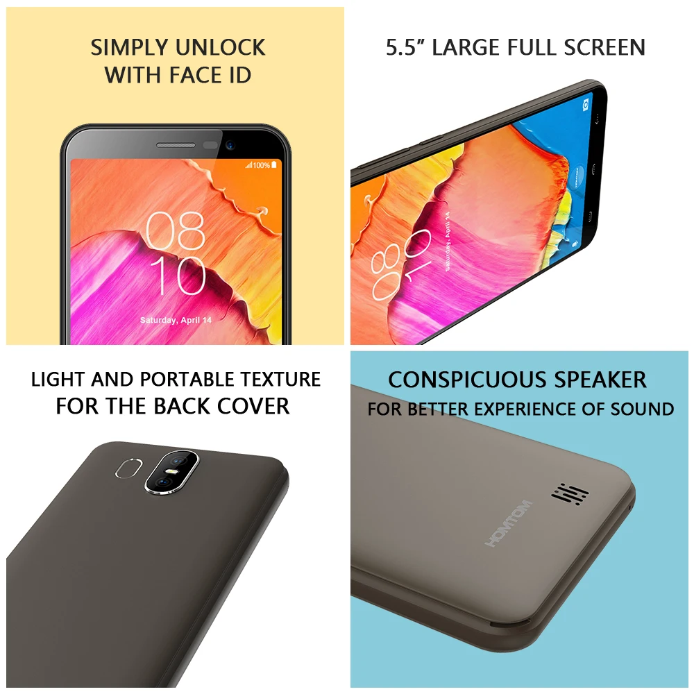 Дешево Оригинальная версия Smartphone S17 Android 8,1 смартфон четырехъядерный 5,5 дюймов распознавание лица отпечатков пальцев 2 + 16G rom 13MP + 8MP мобильный телефо...