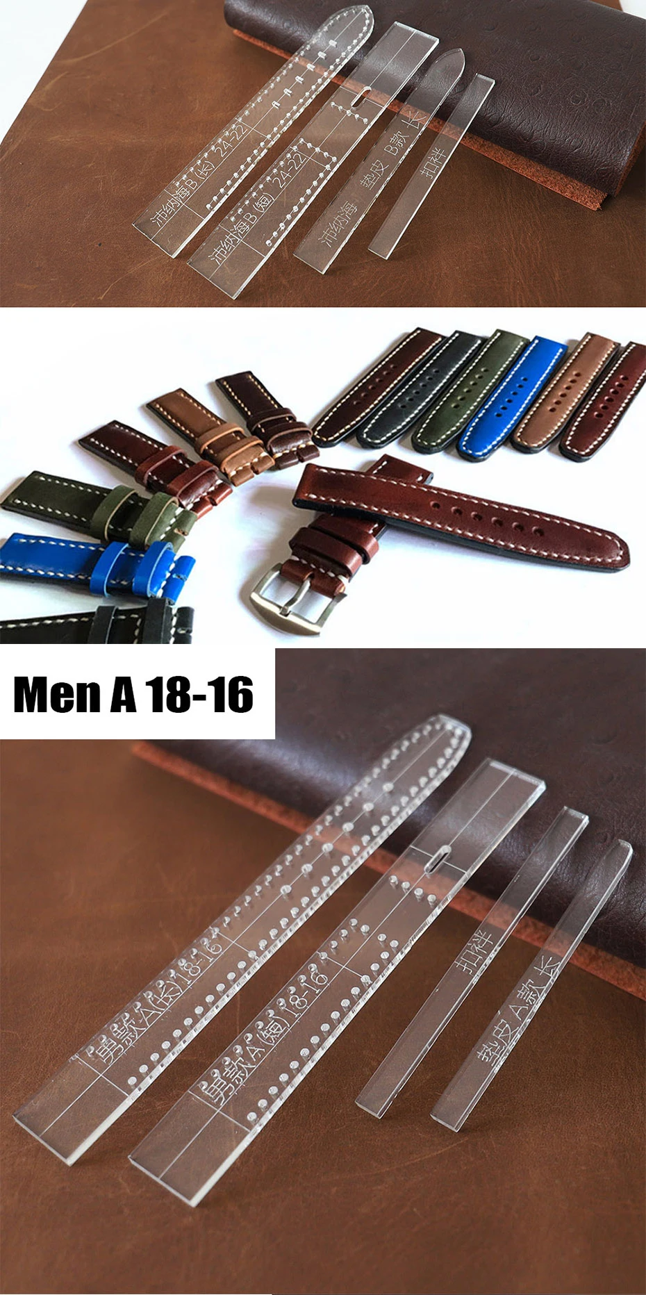 Strap Band Leder Handwerk Werkzeuge Transparent Acryl Uhr Strap Vorlage Hause DIY Liefert Uhr Strap Form Männer und Frauen – Detail 1
