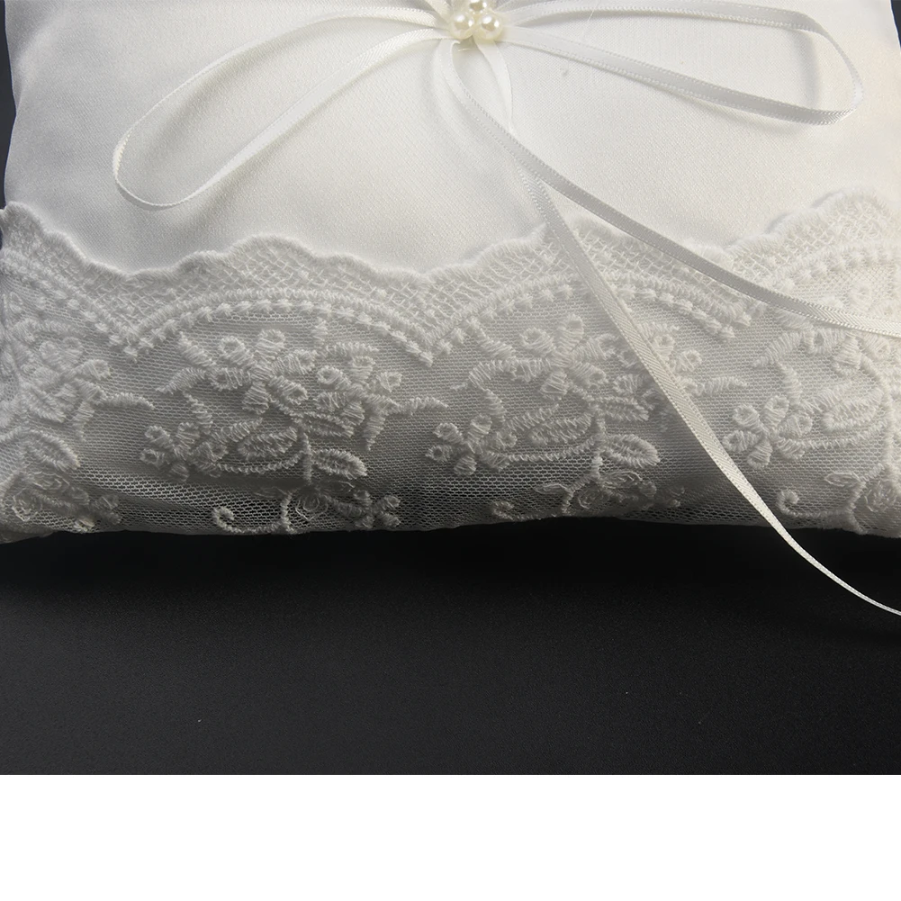 

Bow Cushion European Ring Pillow Decor Wedding Romantic Embroidered Flowers