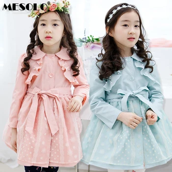 

2019 Spring Autumn New Girls Fashion Coat Lace Princess Windbreaker Jacket Long Sleeved Dress Boutique Apparel Girl's Costume