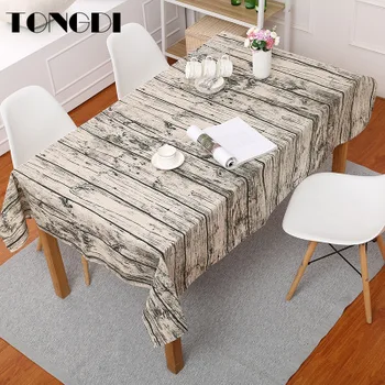

TONGDI Table Cloth Retro Classical Canvas Printing Waterproof Oilproof Decoration For Kitchen Dining Room Camping Rectangle