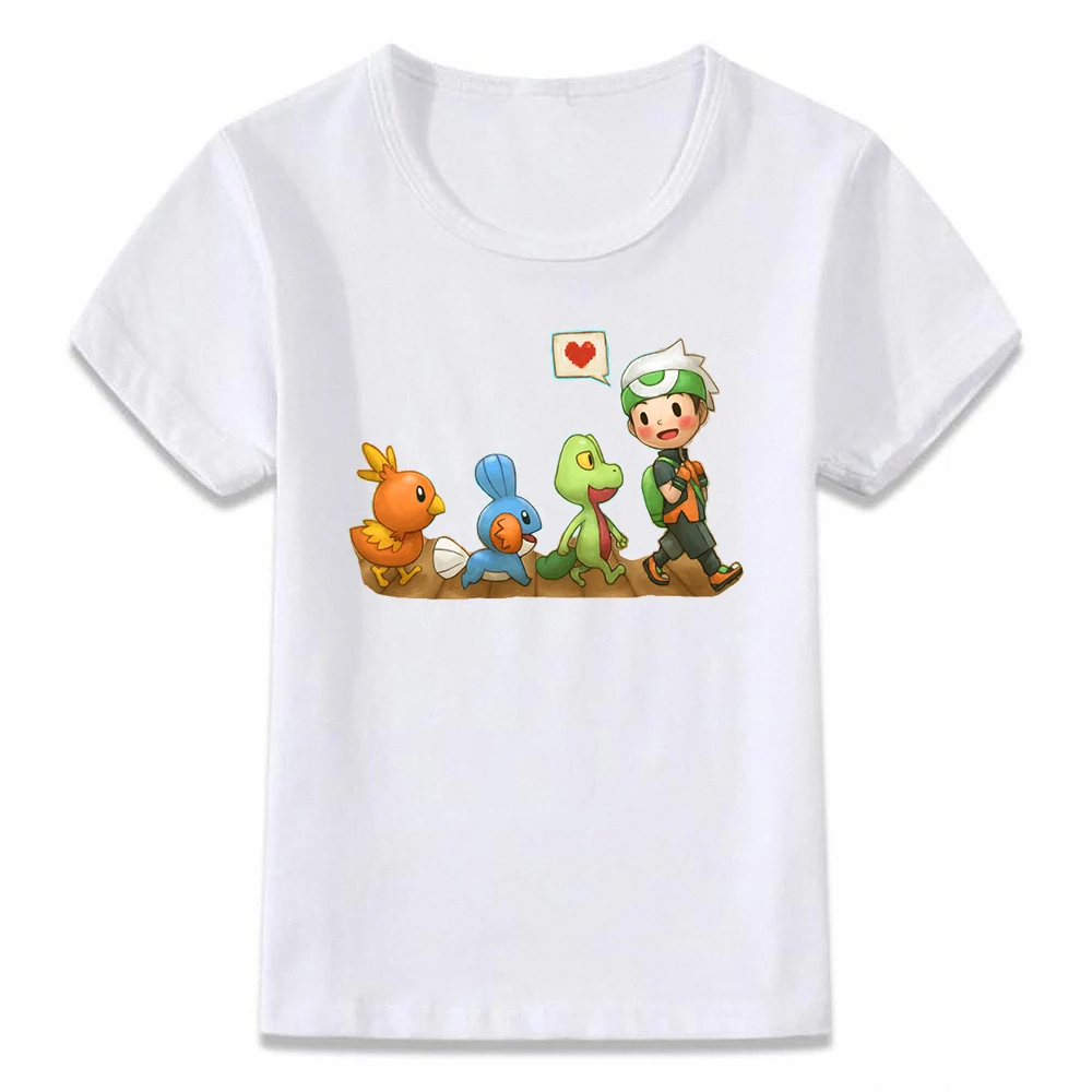 Детская одежда футболка покемон Hoenn Torchic Treecko Mudkip для мальчиков и девочек футболка для малыша