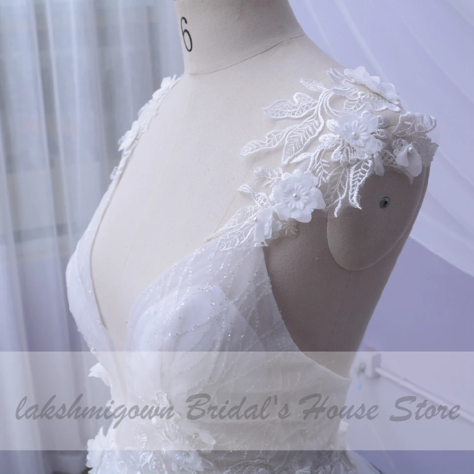 Свадебное пляжное платье на тонких бретельках, сексуальное свадебное платье с высоким разрезом, открытая спина, 3D цветок, белое Тюлевое свадебное платье для свадьбы в стиле бохо