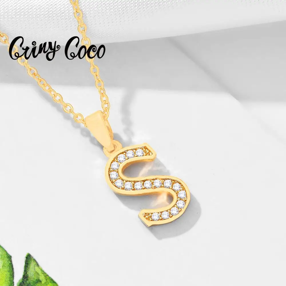 Cring Coco очаровательные циркониевые ожерелья с буквенным принтом и кулон золотого