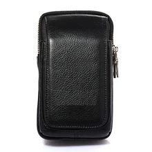 Натуральная кожа 5,5 '-6' чехол для мобильного телефона, мужской ремень, перекрестная поясная сумка, двойная молния, черный кофе, на выбор