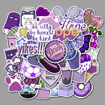 

50pcs/set Cartoon Purple Decorative Girl Stickers For DIY Suitcase Skateboard Laptop Sticker Children Gift Toys Decals