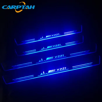 

4PCS Acrylic Moving LED Welcome Light Car Scuff Plate Pedal Door Sill Pathway Light For Mercedes Benz W221 2005 - 2013 S350 S500