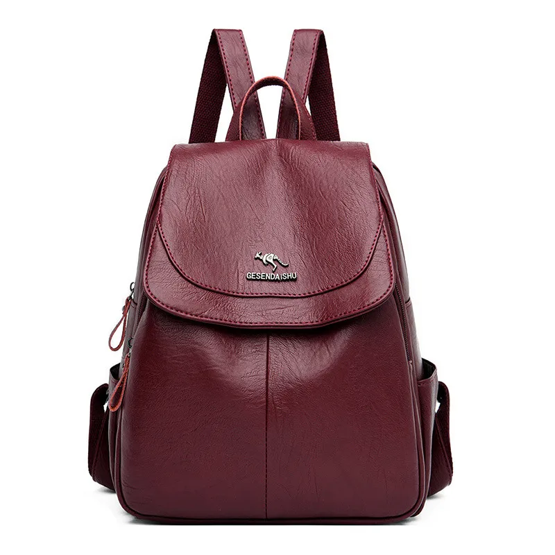

Large Anti Theft Women Backpack Quality Fashion Waterproof Travel Shopping Bagpack Girls Soft Leather Preppy Back Pack Mochila
