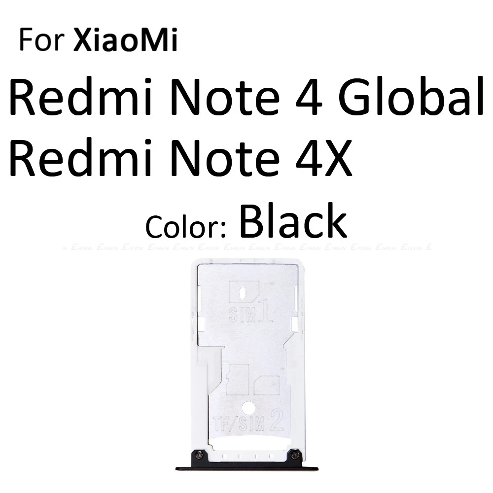 Гнездо для sim-карты Слот лоток считыватель Держатель Разъем Micro SD адаптер контейнер для Xiaomi Redmi Note 4 4X Глобальный запасные части - Цвет: ForRedmiNote4X Black