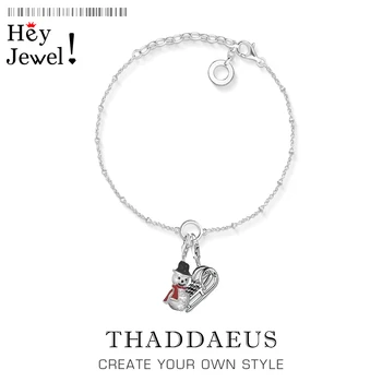 

Snowman & Sled Charm Bracelets 2020 Winter Link Chain 925 Sterling Silver Trendy Fashion Adjustable Jewelry Europe Women Gift