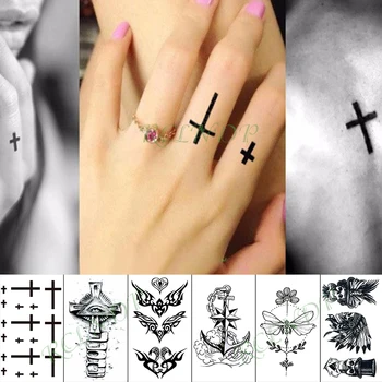 

Waterproof Temporary Tattoo Sticker Cross Ring Finger Fake Tatto Hand Arm Foot Flash Tatoo for Kid Girl Men Women