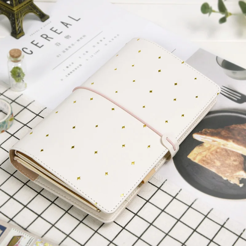 TN Standard Journal Traveler Notebook White PU Spiral Planner Lovely Girl Diary Book 3Refiller Papers Free PVC Cover TN Standard Journal Traveler Notebook White PU Spiral Planner Lovely Girl Diary Book 3Refiller Papers Free PVC Cover