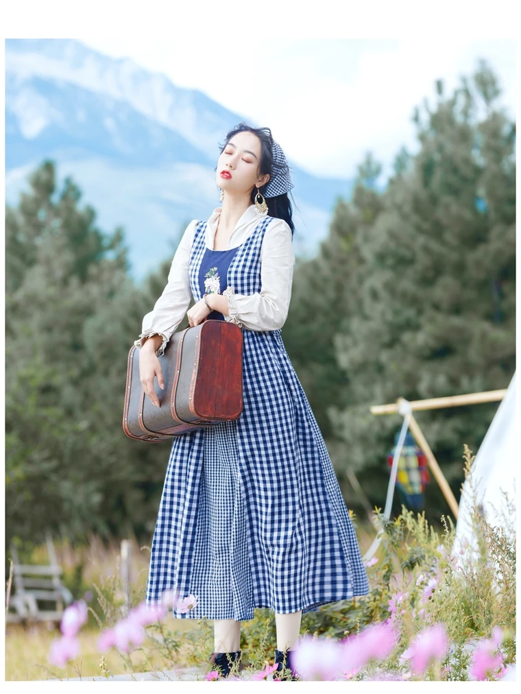 Vintage Blue Plaid Dress 1