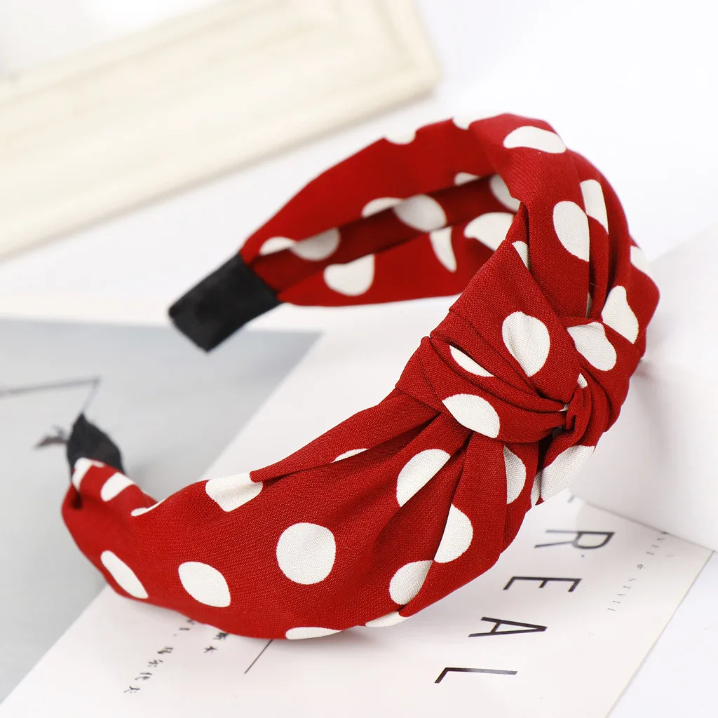 Women Bow Knot Dot Hairband Fashion Wide Side Hair Head Hoop Sweet Girls Hair Headband korean style women bandeau cheveux