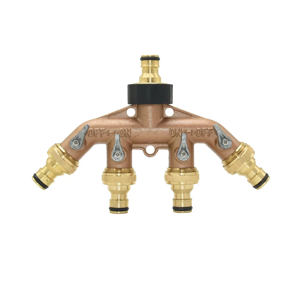 Brass 3/4 Thread 4-way Garden Tap Water Splitter Water Pipe 4 way Splitter Female 3/4 Irrigation Valve 1pcs best Watering & Irrigation Kits