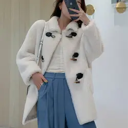 100% шерстяная Женская куртка осенне-зимнее пальто женская одежда 2019 натуральное меховое пальто корейские винтажные овечья стрижка Топы Abrigo